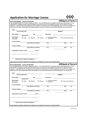 Fillable Online Fillable Application for Marriage License Fax Email