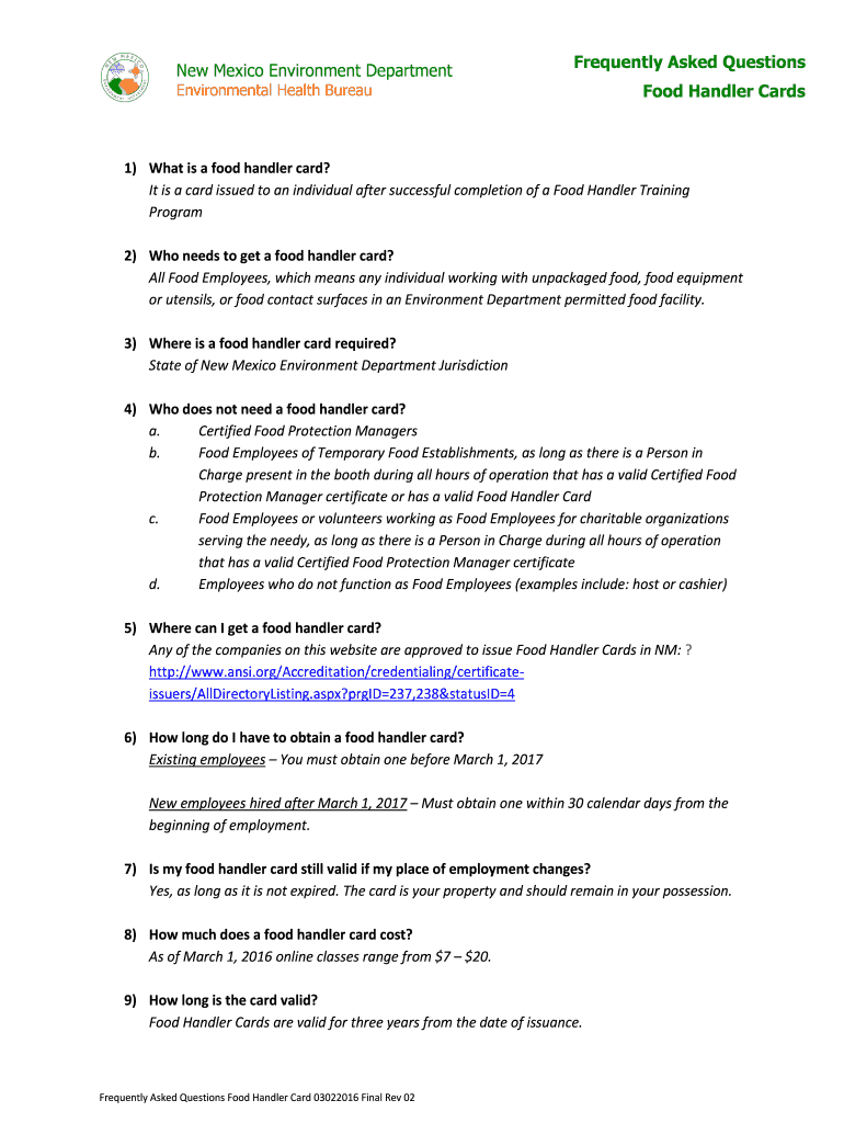 Fillable Online Food Handler Cards Fax Email Print pdfFiller