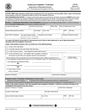 2016 Form USCIS I-9 Fill Online, Printable, Fillable, Blank - pdfFiller