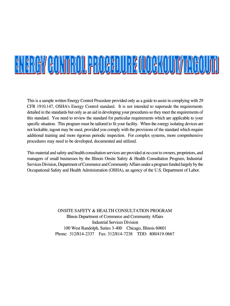 Fillable Online This is a sample written Energy Control Procedure
