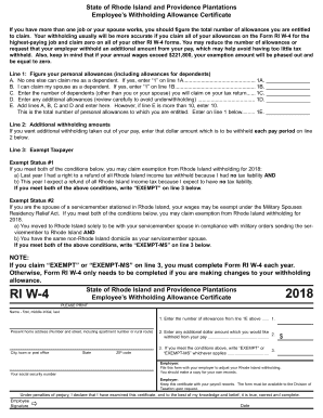 2018 Form RI RI W-4 Fill Online, Printable, Fillable, Blank - pdfFiller