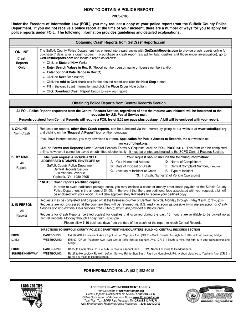Fillable Online HOW TO OBTAIN A POLICE REPORT Fax Email Print pdfFiller