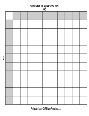 Fillable Online SUPER BOWL 100 SQUARES BOX POOL Fax Email Print - pdfFiller
