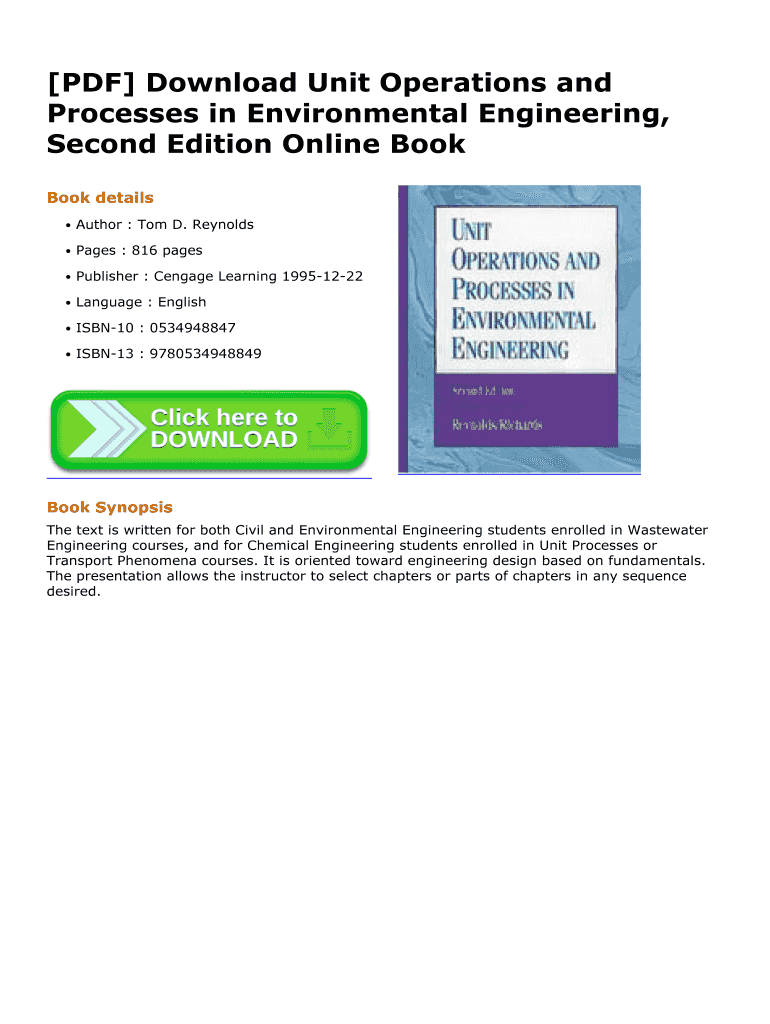 Unit Operations And Processes In Environmental Engineering Pdf Fill