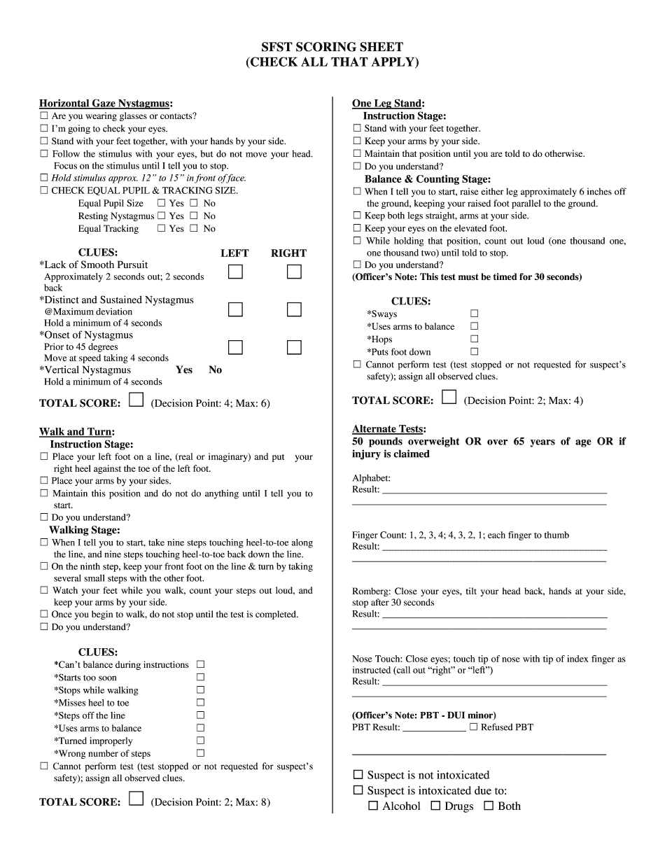 Sfst Score Sheet Printable Blank PDF Online(03)