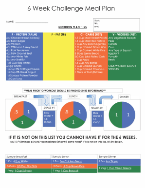 6 Week Challenge Meal Plan Pdf - Fill Online, Printable, Fillable, Blank | Pdffiller