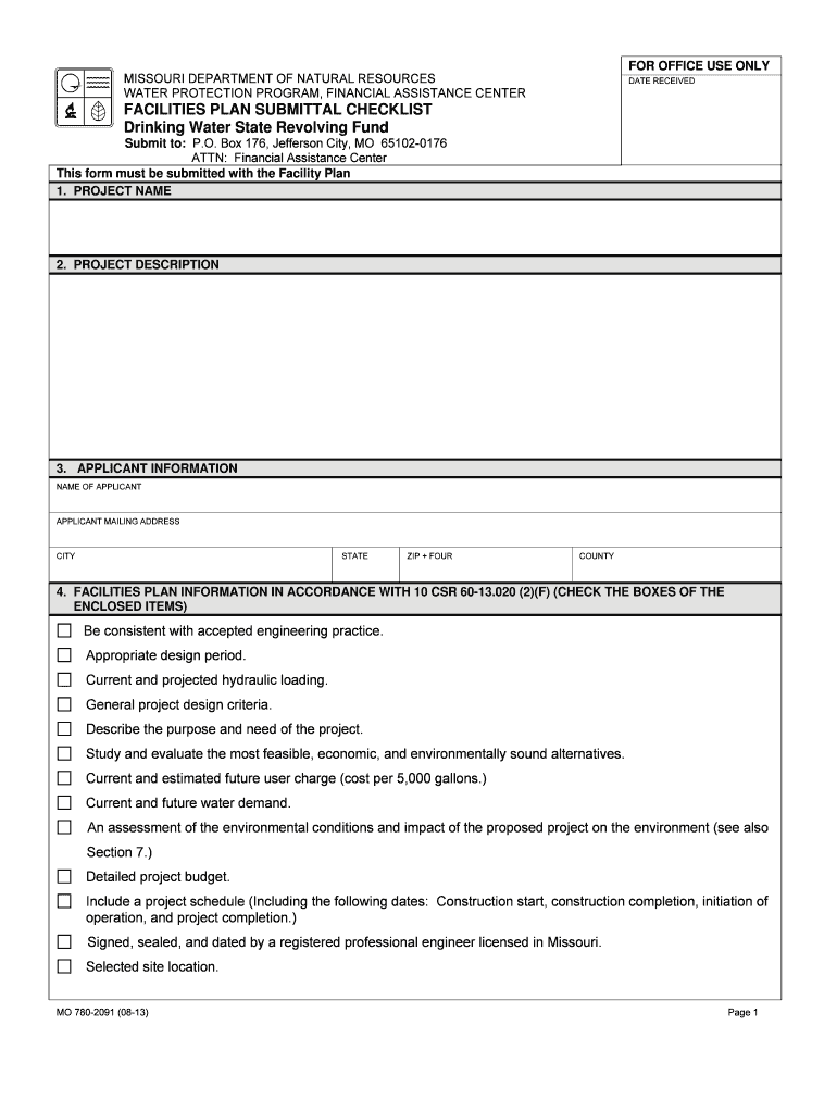 Fillable Online dnr mo Drinking Water State Revolving Fund Facility