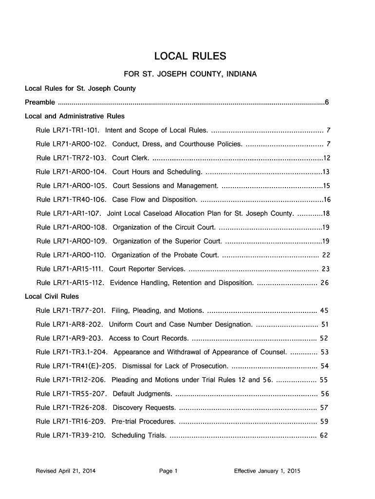 Fillable Online in Local Court Rules. Updated Rules 01.01.2015 in Fax