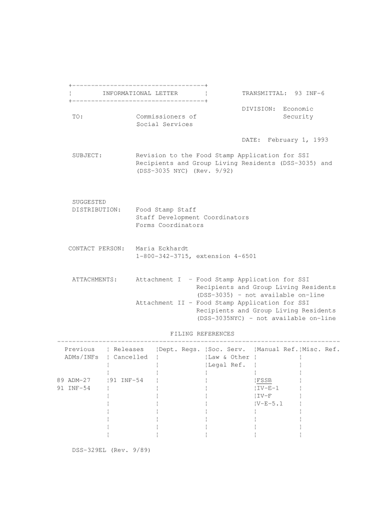 Fillable Online otda ny 93 INF06 Revision to the Food Stamp