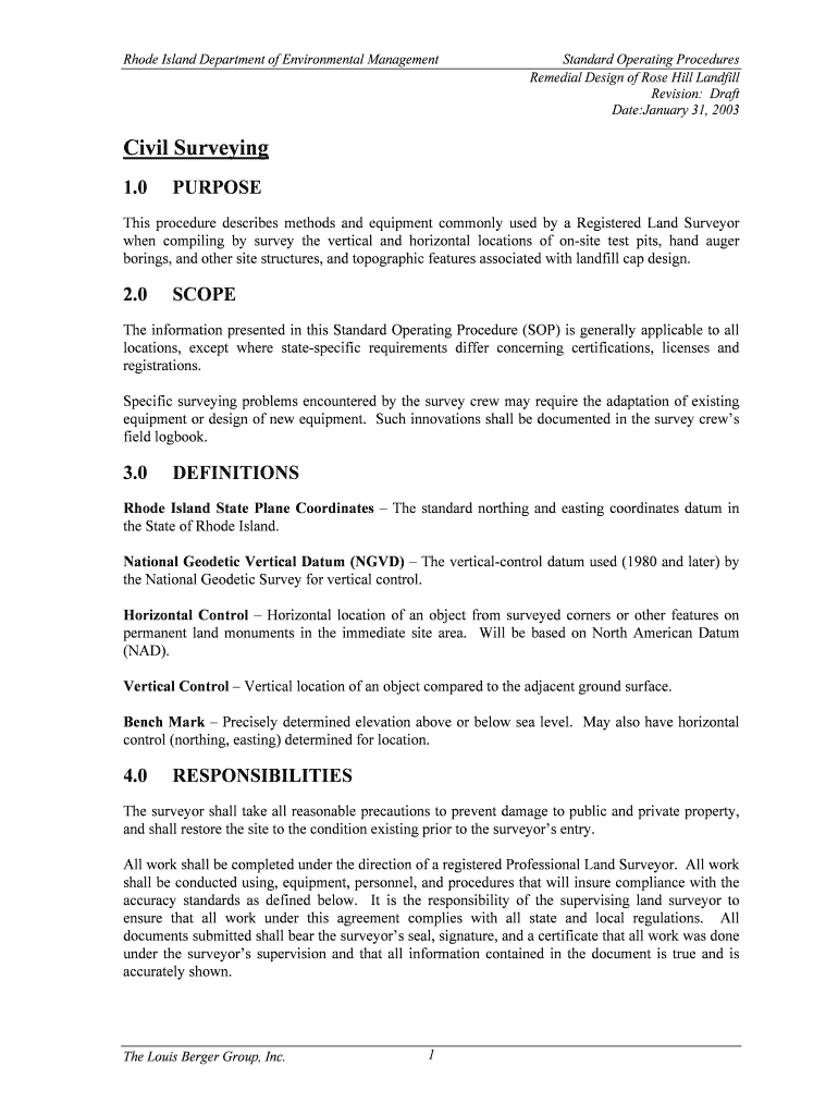 Fillable Online dem ri RI DEM/Waste Management SOP for Civil Surveying