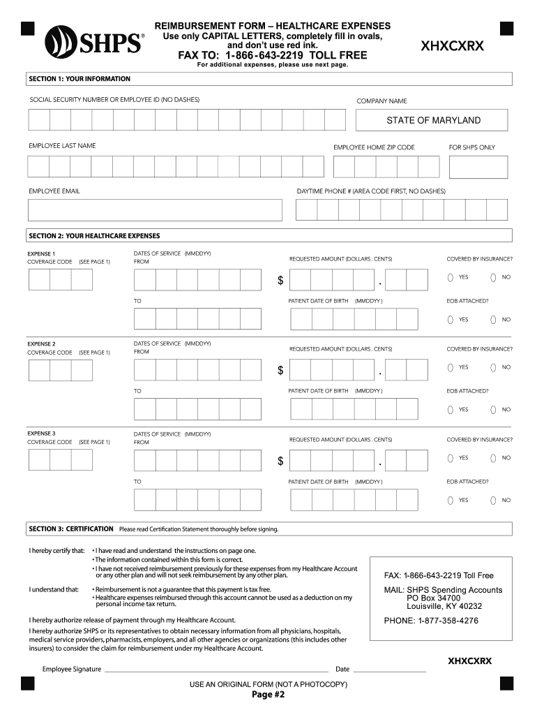 Shps spending account reimbursement form Fill out & sign online DocHub