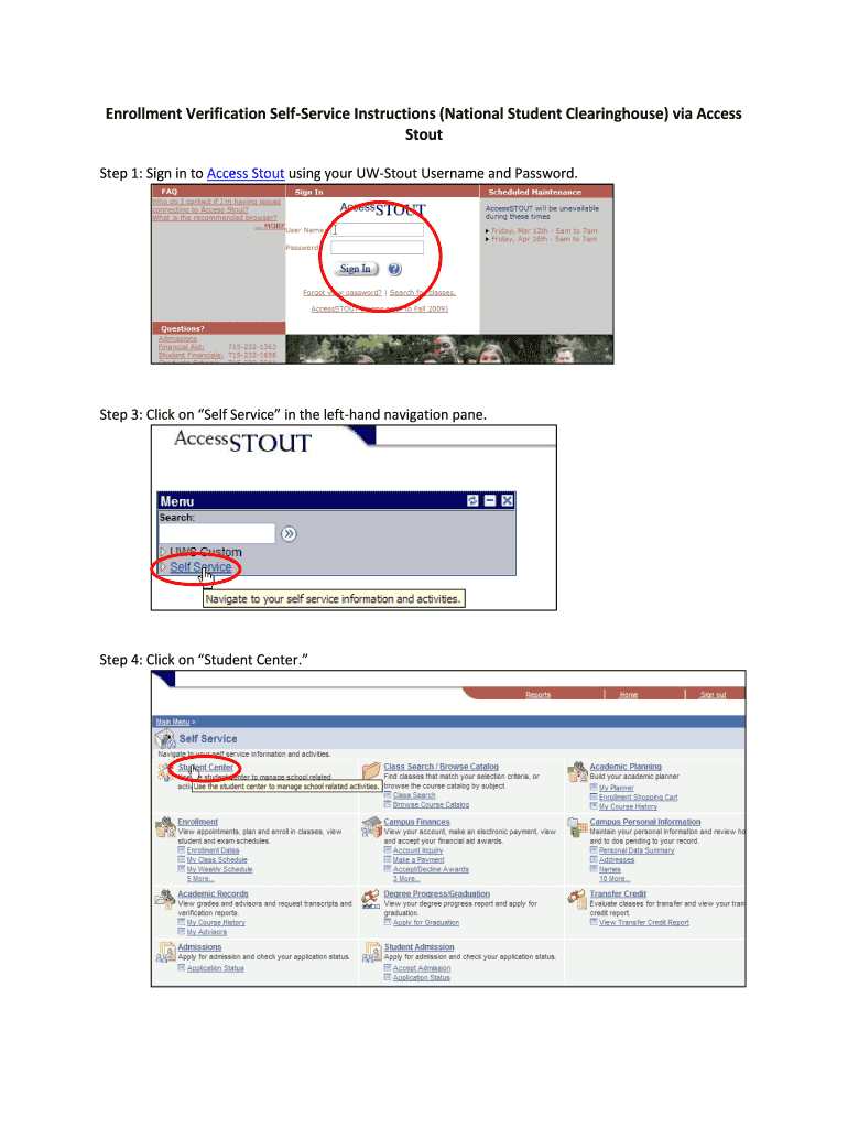 Fillable Online Enrollment Verification SelfService Instructions