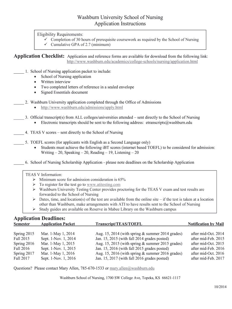 Fillable Online washburn Application.BSN.07.08.docx washburn Fax