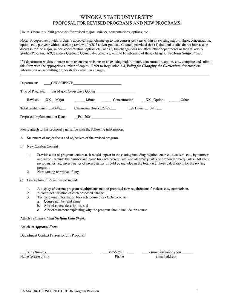 Fillable Online winona Csumma Winona State University winona Fax