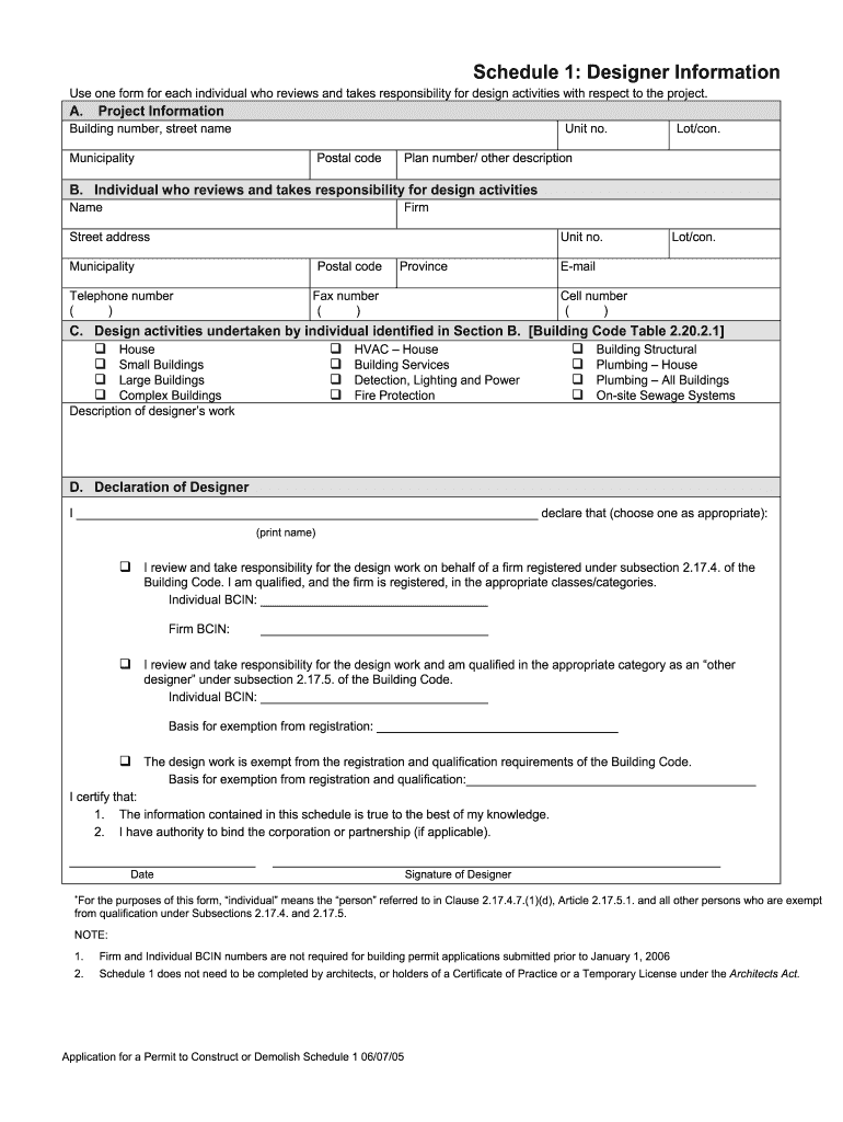 Canada Schedule 1 Designer Information 20052022 Fill and Sign