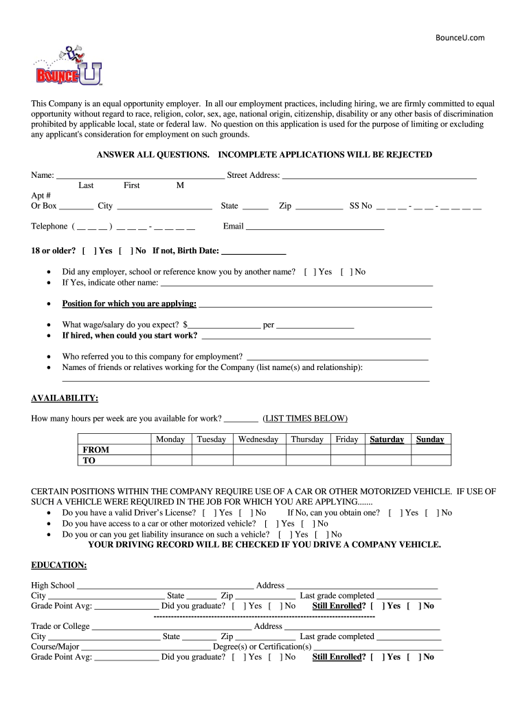 Bounce application Fill out & sign online DocHub
