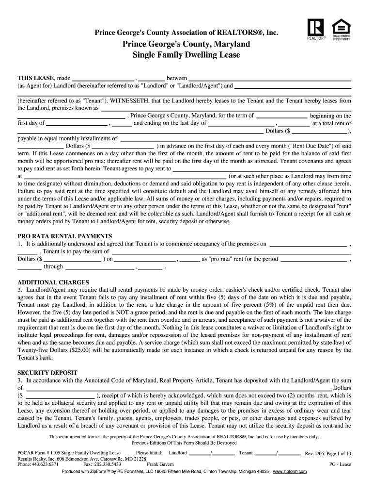 Pg county sample tenant landlord agreement 2006 form Fill out & sign