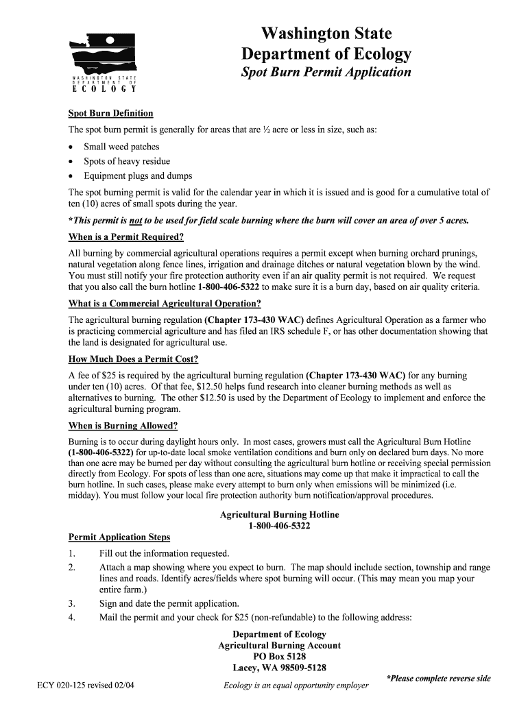 Fillable Online Spot Burn Permit Application Fax Email Print pdfFiller