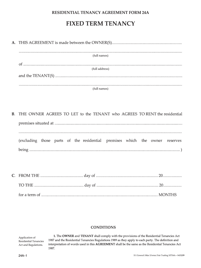 Residential tenancy agreement form 24a Fill out & sign online DocHub