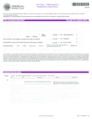 Akc Forms Full Litter Offspring Plus - Fill Online, Printable, Fillable
