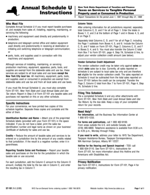 Fillable Online tax ny Form ST-101.1-I: May 1998, Instructions for Form