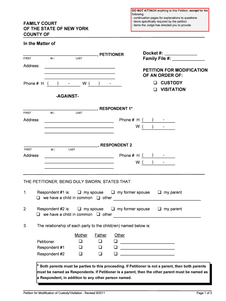 Fillable Online courts state ny Petition for modification New York