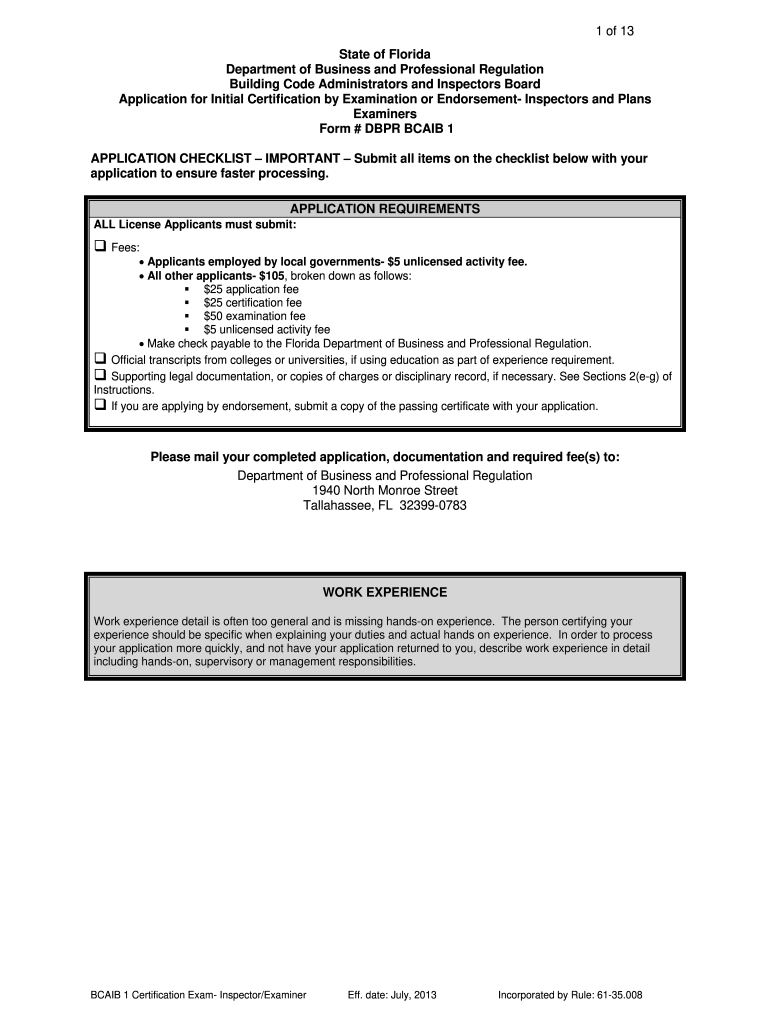 Fillable Online State Of Florida DBPR Department of Business and