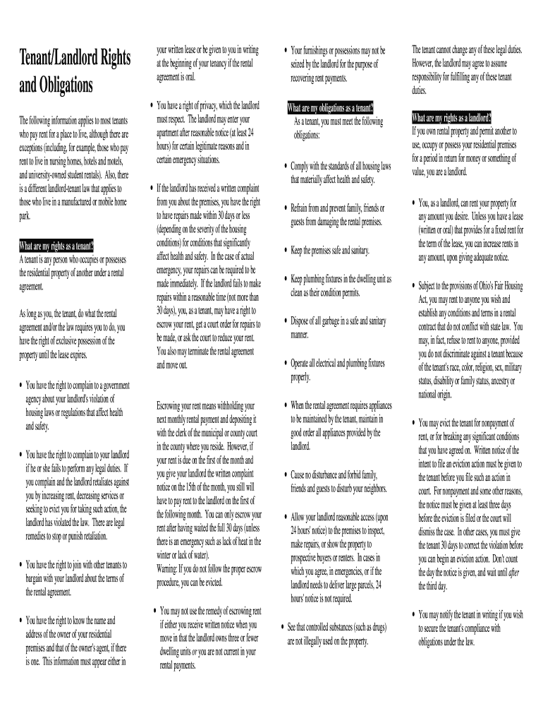 Fillable Online Tenant/Landlord Rights Fax Email Print pdfFiller