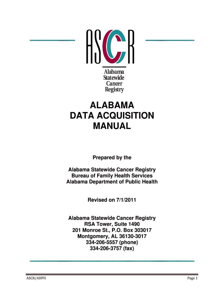 Fillable Online adph Alabama data acquisition manual Alabama