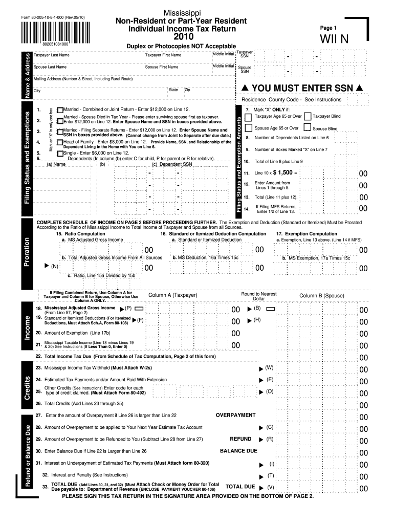 Mississippi filing requirements non resident Fill out & sign online DocHub