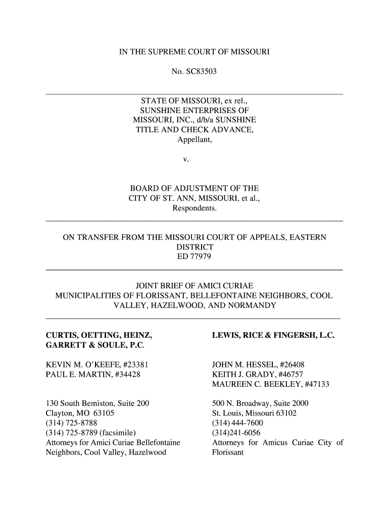 Fillable Online courts mo Lewis, rice & fingersh, l.c. courts mo Fax