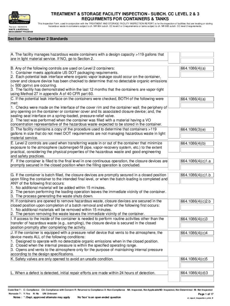 Fillable Online dnr wi Wisconsin DNR Treatment and Storage Facility