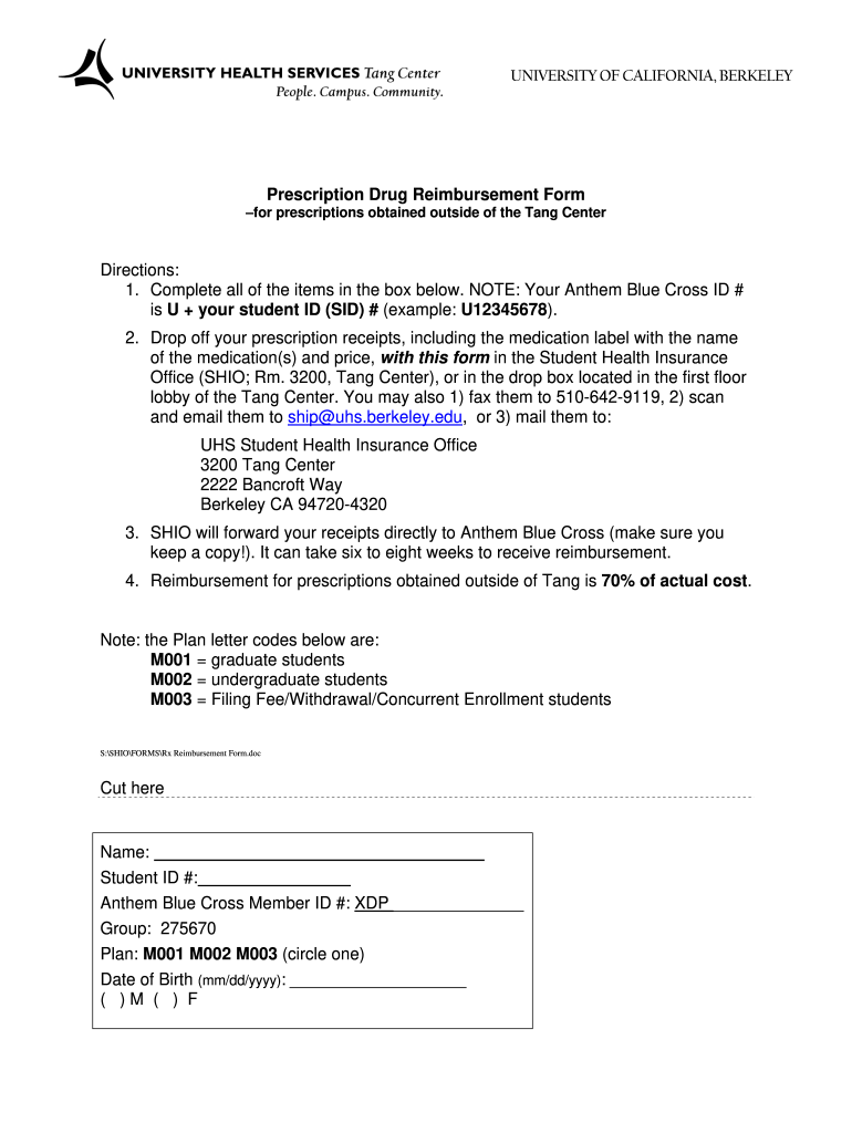 Prescription Reimbursement Form Uhs Fill Online, Printable, Fillable