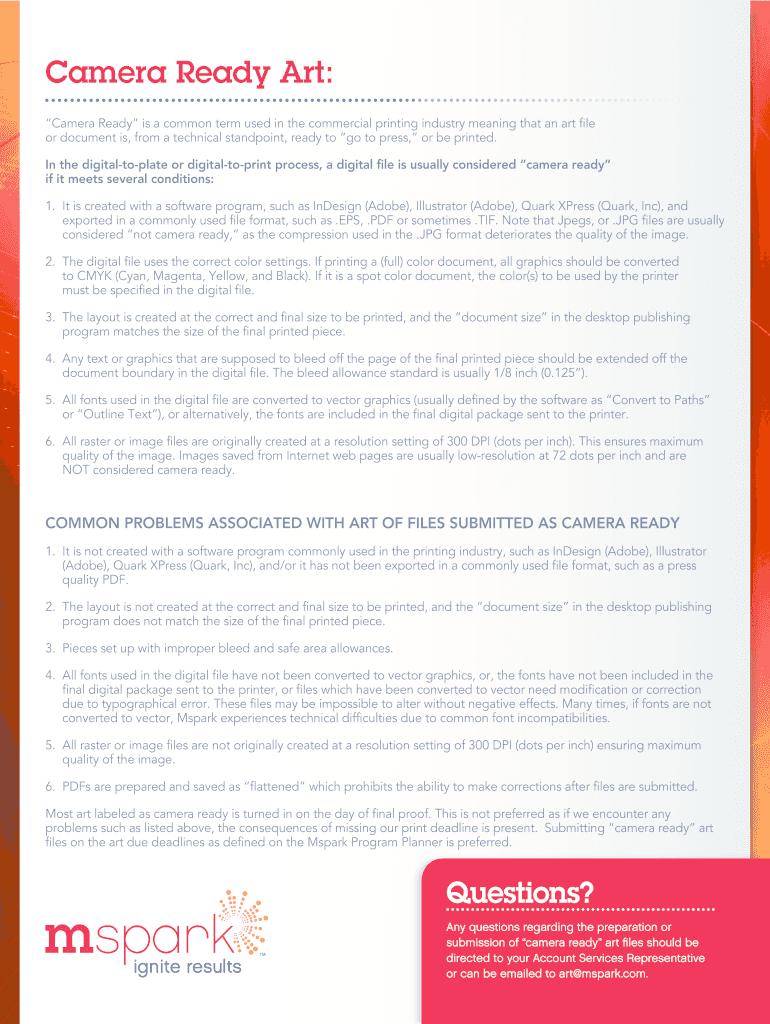 Fillable Online Camera Ready Art Fax Email Print pdfFiller