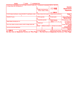 IRS 1099-G 2016 - Fill out Tax Template Online