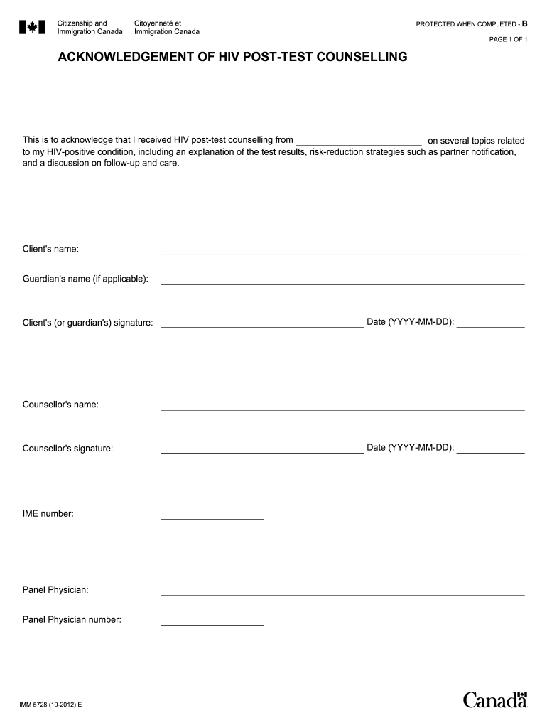 2012 Form Canada IMM 5728 E Fill Online, Printable, Fillable, Blank