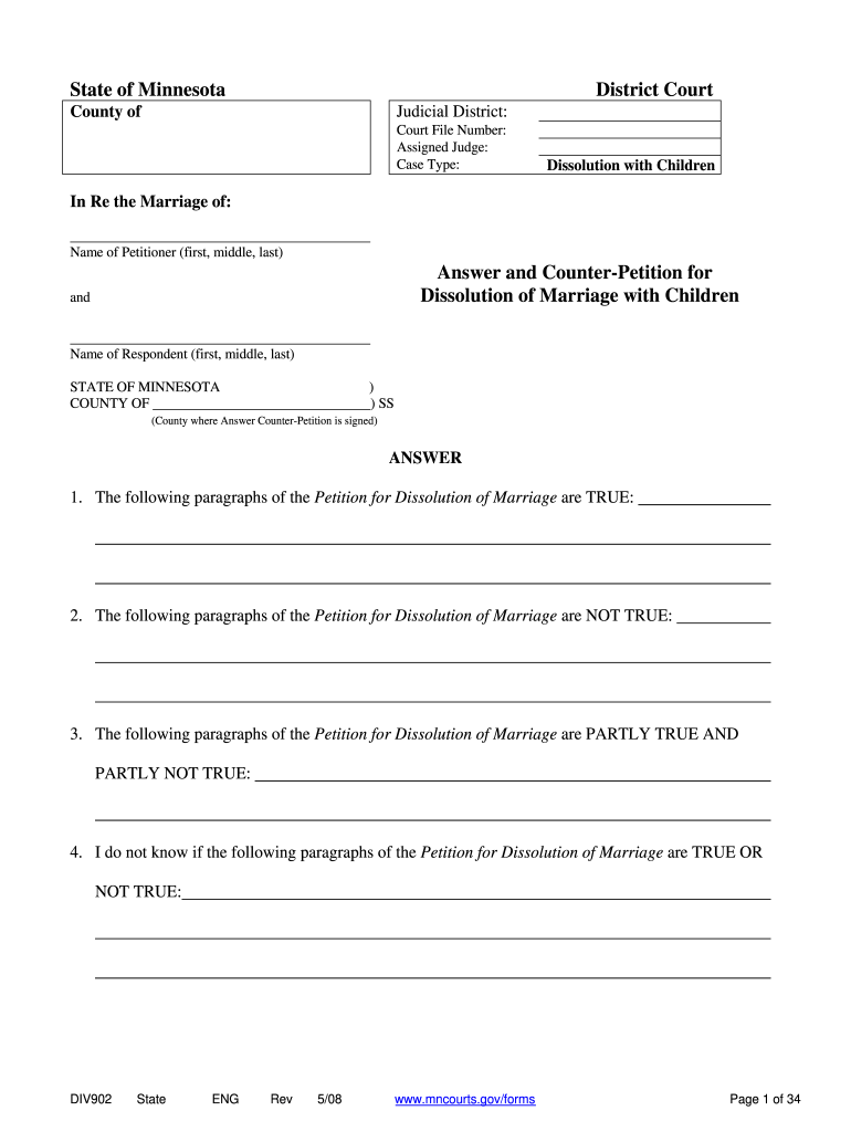 2008 Form MN DIV902 Fill Online, Printable, Fillable, Blank pdfFiller