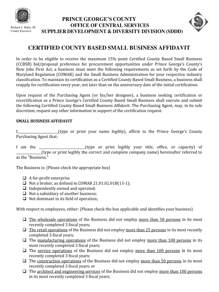 Fillable Online CERTIFIED COUNTY BASED SMALL