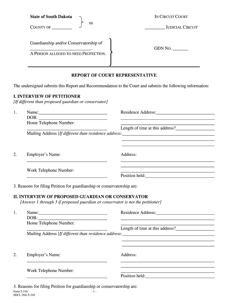 Fillable Online dhs sd Guardianship andor Conservatorship of dhs sd