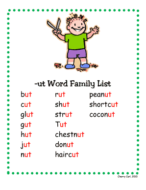 -ut Word Family List - Fill and Sign Printable Template Online