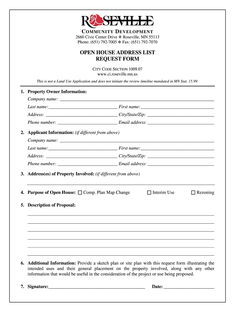 Fillable Online ci roseville mn ZONING MAP CHANGE REZONING ZONING TEXT