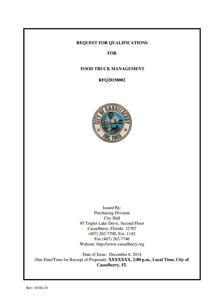 Fillable Online casselberry FOOD TRUCK MANAGEMENT casselberry Fax