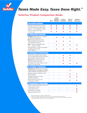 Fillable Online TurboTax Product Comparison Guide - Intuit Fax Email