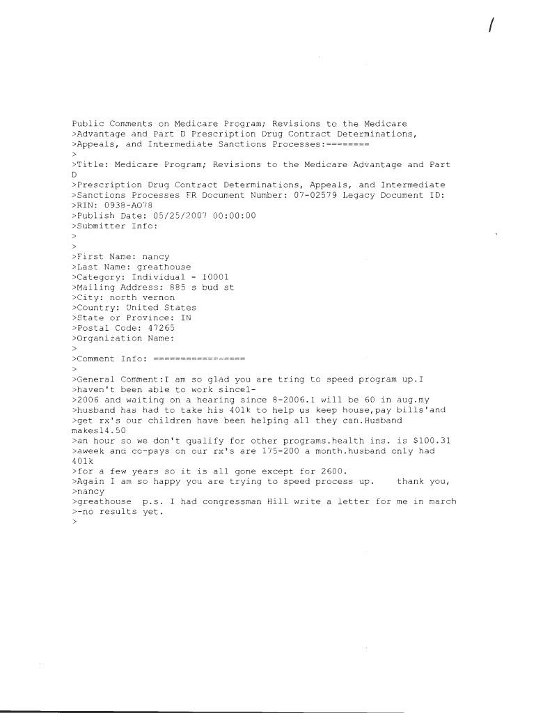Fillable Online cms Public Comments on Medicare Program; Revisions to the Medicare Fax Email