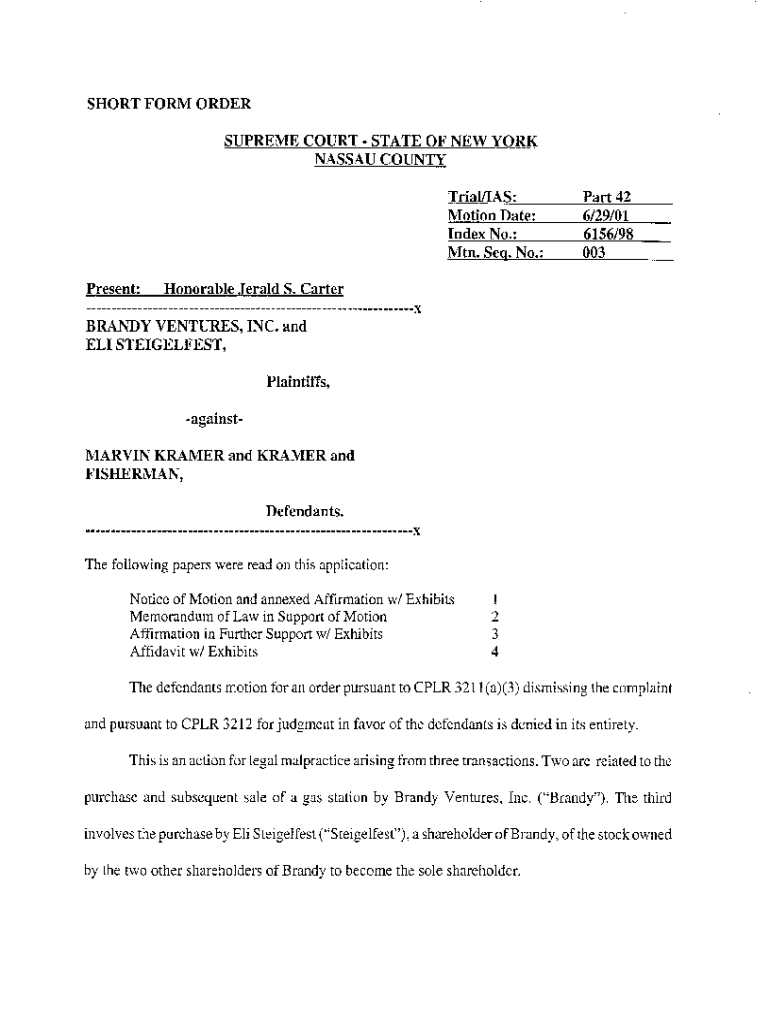 Fillable Online decisions courts state ny w/ Exhibits 4 The defendants