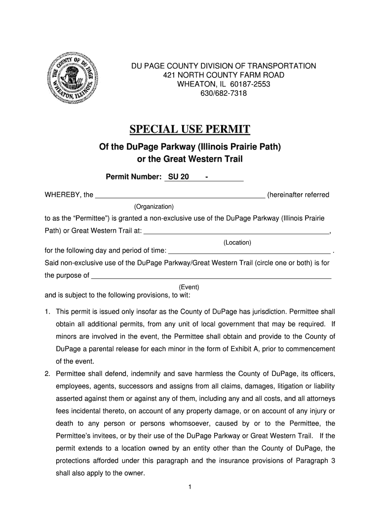 Fillable Online ec dupageco SPECIAL USE PERMIT DuPage County Fax