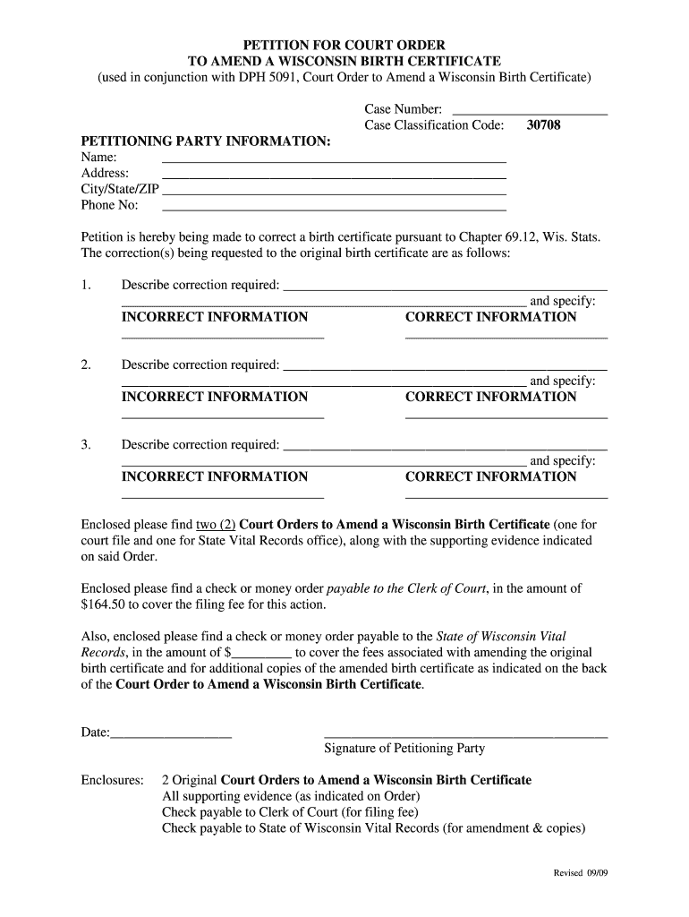 WI Petition for Court Order 20092022 Complete Legal Document Online