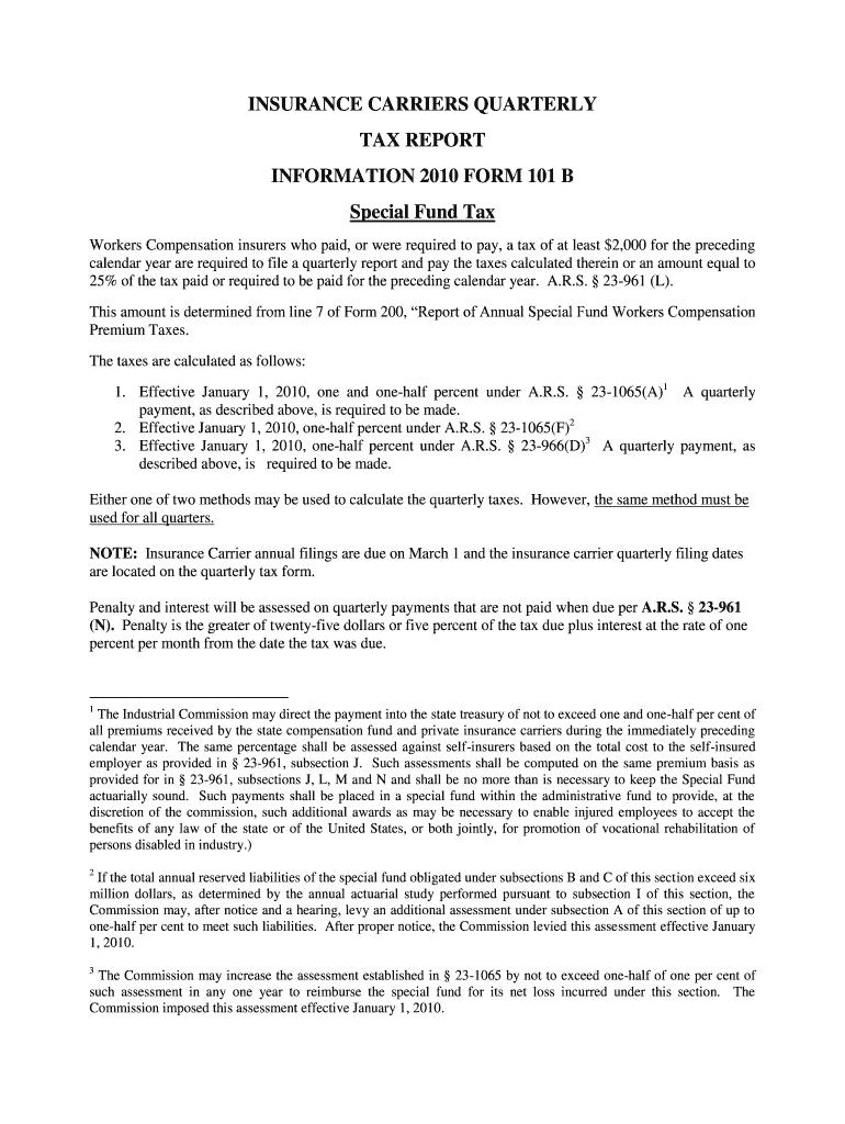 Fillable Online ica state az 2010 Insurance Carrier Special Fund