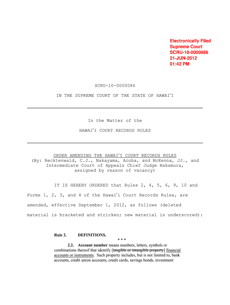 Fillable Online courts state hi Rules 2, 4, 5, 6, 9, 10, and Forms 1, 2