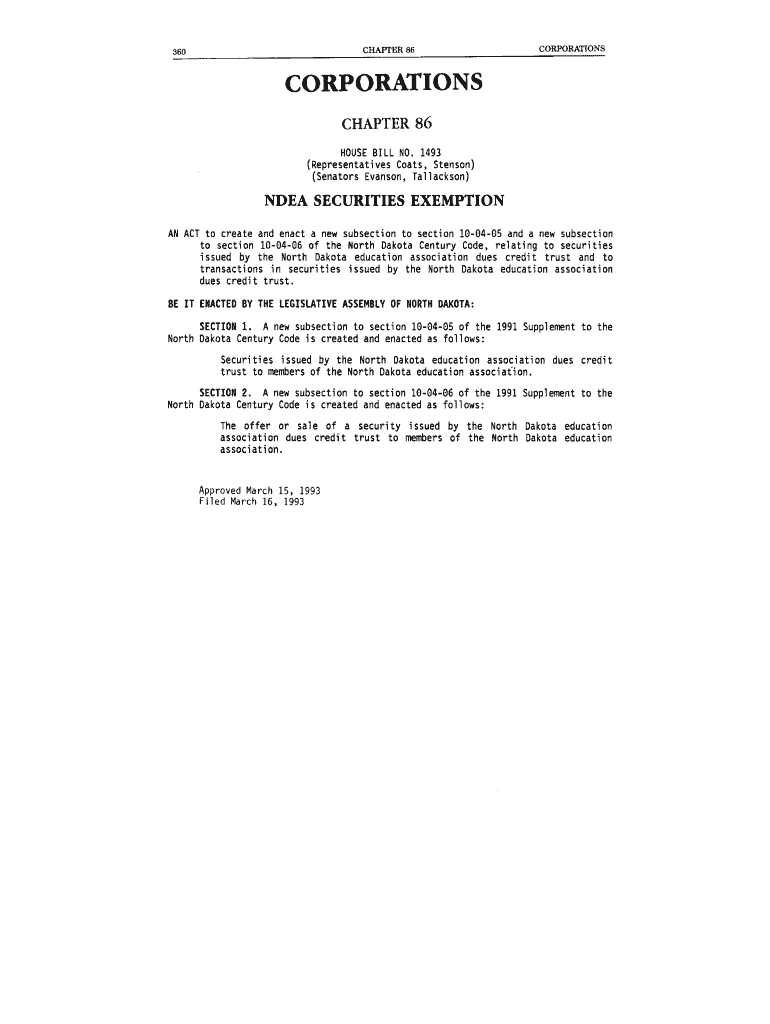 Fillable Online legis nd CORPORATIONS North Dakota State of North Dakota Fax Email Print